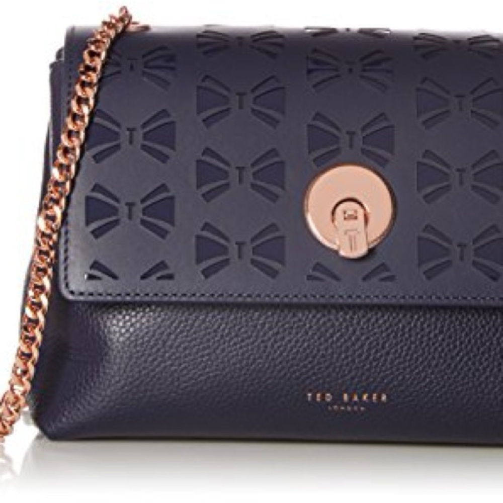 Ted Baker Dark Blue Crossbody Bag with Rose Gold Accents